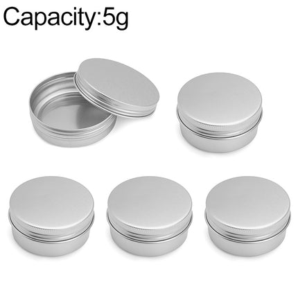 5 PCS Thread Refillable Aluminum Packaging Box Cosmetic Small Storage Case, Capacity:5g(Silver)-garmade.com