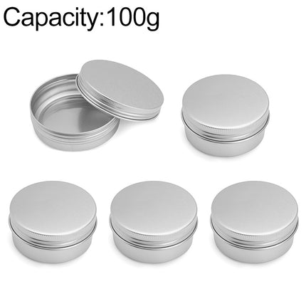 5 PCS Thread Refillable Aluminum Packaging Box Cosmetic Small Storage Case, Capacity:100g(Silver)-garmade.com