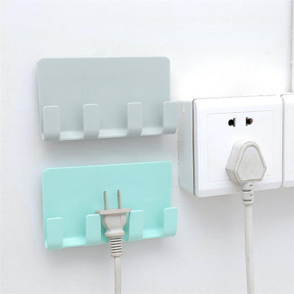 Practical Wall Sticking Phone Charging Holder Socket Strong Sticky Adhesive Sopport Rack Shelf With Hooks(Khaki)-garmade.com