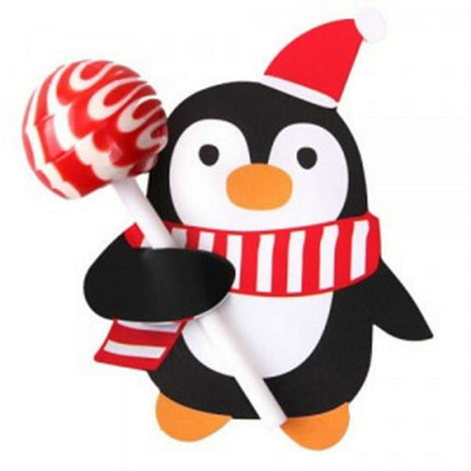 2 Packs Christmas Baking Decoration Cute Santa Penguin Lollipop Paper Card(Penguin)-garmade.com