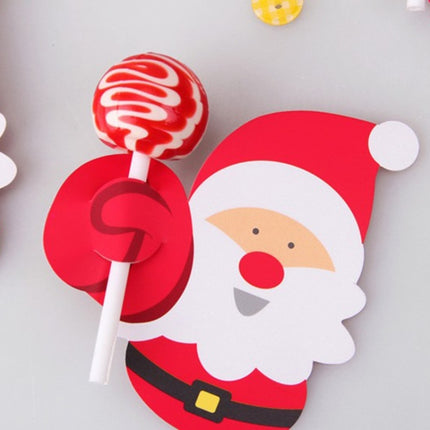 2 Packs Christmas Baking Decoration Cute Santa Penguin Lollipop Paper Card(Old Man)-garmade.com