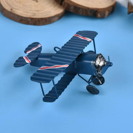 Creative Cake Decoration Mini Retro Biplane Model(Blue)-garmade.com