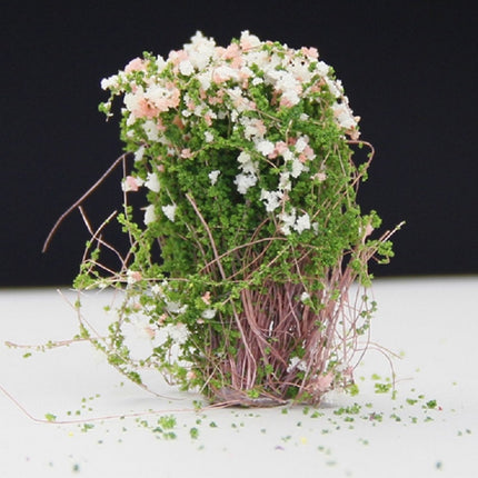 Artificial Handmade Model Material Sand Table Building Bush Flower Finished Flower(White Pink Flower)-garmade.com