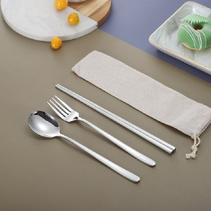 3 PCS / Set Creative Stainless Steel Spoon Fork Chopsticks Portable Tableware Set, Color:Original Steel-garmade.com