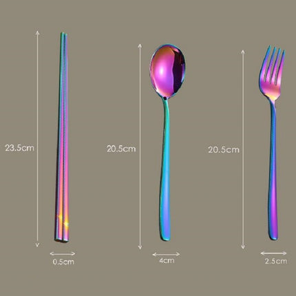 3 PCS / Set Creative Stainless Steel Spoon Fork Chopsticks Portable Tableware Set, Color:Original Steel-garmade.com