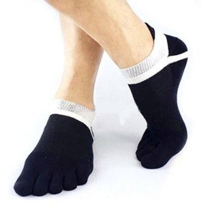 3 Pairs Men Socks Boys Cotton Finger Breathable Five-Toe Cotton Sock(Black)-garmade.com