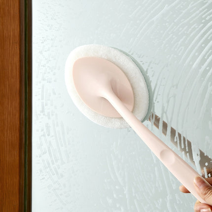 Hand-held Sponge Cleaning Tool Bathroom Ceramic Tile Kitchen Descaling Pot Brush Replaceable Sponge(Pink)-garmade.com