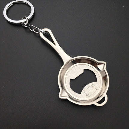 Pan Bottle Opener Key Chain Car Bag Pendant(Silver)-garmade.com