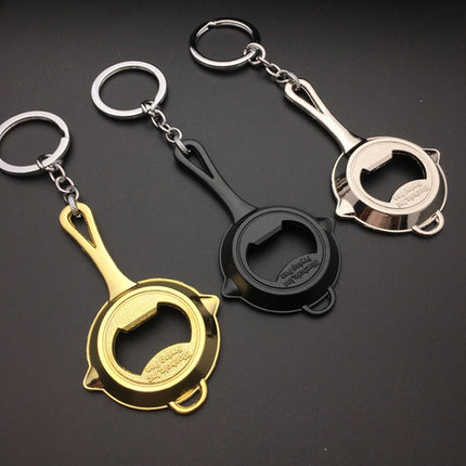 Pan Bottle Opener Key Chain Car Bag Pendant(Silver)-garmade.com