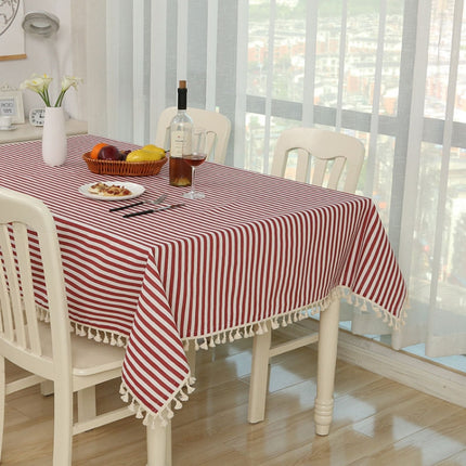 Cloth Cotton Dining Tablecloth Decoration Cloth, Size:60x90cm(Rose Red Stripe)-garmade.com
