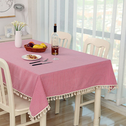 Cloth Cotton Dining Tablecloth Decoration Cloth, Size:60x90cm(Pink Stripe)-garmade.com