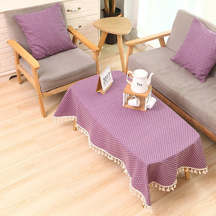 Cloth Cotton Dining Tablecloth Decoration Cloth, Size:100x140cm(Purple Dots)-garmade.com