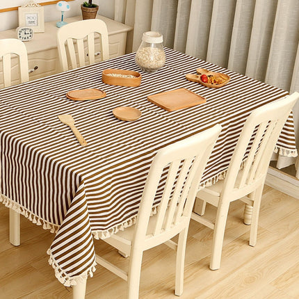 Cloth Cotton Dining Tablecloth Decoration Cloth, Size:100x140cm(Brown Stripe)-garmade.com
