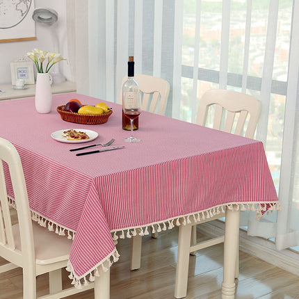 Cloth Cotton Dining Tablecloth Decoration Cloth, Size:140x140cm(Pink Stripe)-garmade.com