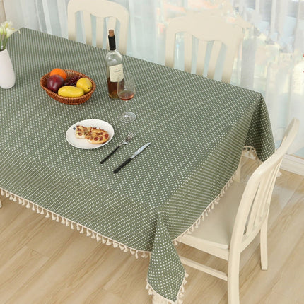 Cloth Cotton Dining Tablecloth Decoration Cloth, Size:140x180cm(Beige White Grid)-garmade.com