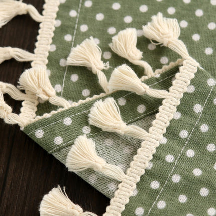 Cloth Cotton Dining Tablecloth Decoration Cloth, Size:90x90cm(Beige White Grid)-garmade.com