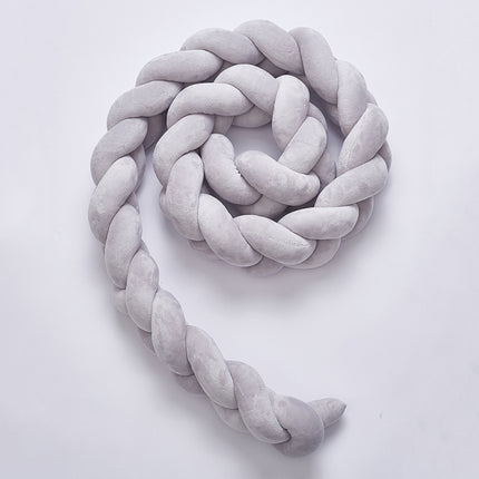 2M Pure Color Weaving Knot for Infant Room Decor Crib Protector Newborn Baby Bed Bumper Bedding Accessories(Grey)-garmade.com