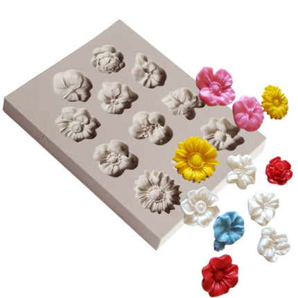 Fondant Cake Silicone Mold Chocolate Mold DIY Trumpet Flower Sun Flower Baking Decoration(Pink)-garmade.com