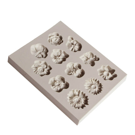 Fondant Cake Silicone Mold Chocolate Mold DIY Trumpet Flower Sun Flower Baking Decoration(Gray)-garmade.com