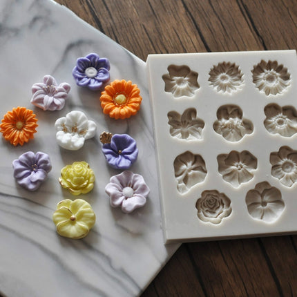 Fondant Cake Silicone Mold Chocolate Mold DIY Trumpet Flower Sun Flower Baking Decoration(Gray)-garmade.com