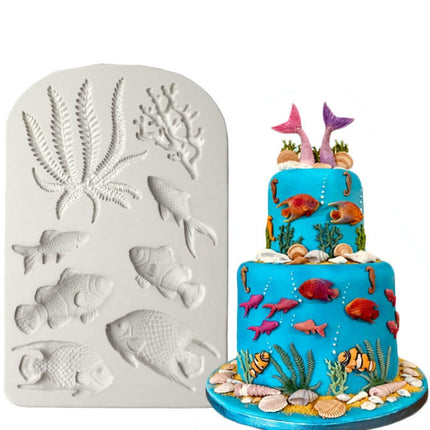 2 PCS Fondant Chocolate Dry Pes Fish Model Marine Animal Silicone Mould(Gray 50-1138)-garmade.com