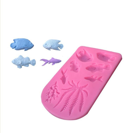 2 PCS Fondant Chocolate Dry Pes Fish Model Marine Animal Silicone Mould(Pink 50-1138)-garmade.com