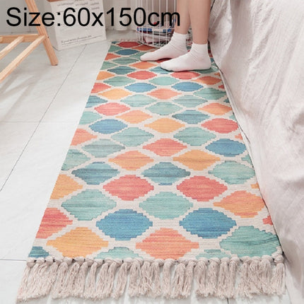 Cotton Hand-woven Bedside Carpet Home Long Fringed Anti-slip Mat, Size:60×150 cm(Color Carnival)-garmade.com