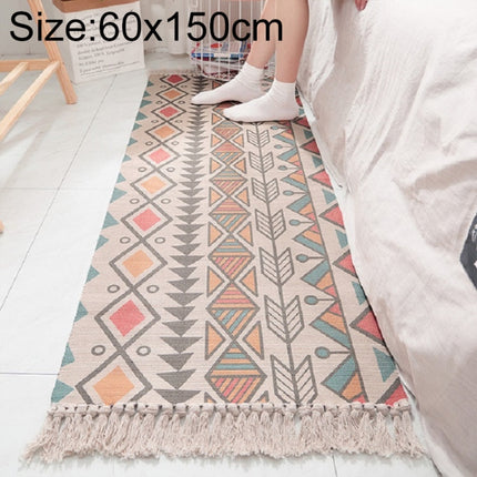 Cotton Hand-woven Bedside Carpet Home Long Fringed Anti-slip Mat, Size:60×150 cm(Indian Style)-garmade.com