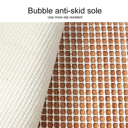 Cotton Hand-woven Bedside Carpet Home Long Fringed Anti-slip Mat, Size:60×150 cm(Leaf Years)-garmade.com
