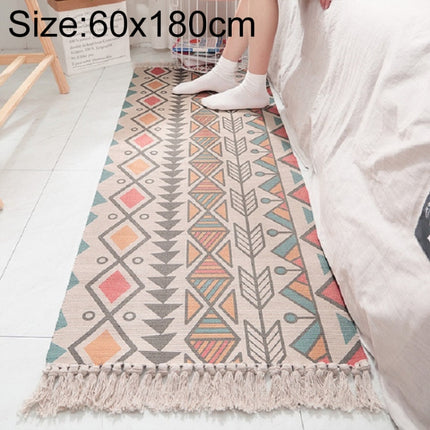 Cotton Hand-woven Bedside Carpet Home Long Fringed Anti-slip Mat, Size:60×180 cm(Indian Style)-garmade.com