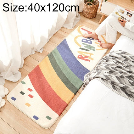 Cartoon Home Sofa Strip Rug Bedroom Bedside Lamb Cashmere Non-slip Mat, Size:40×120 cm(Rainbow Sky)-garmade.com