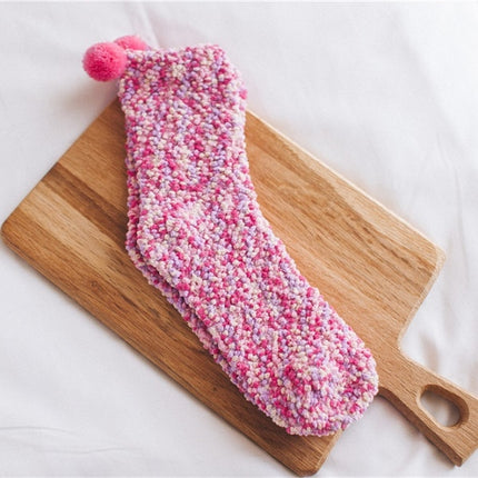 3 Pairs Christmas Women Fluffy Socks Warm Winter Cosy Lounge Socks( Rose red)-garmade.com