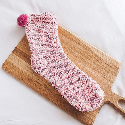 3 Pairs Christmas Women Fluffy Socks Warm Winter Cosy Lounge Socks(Pink)-garmade.com