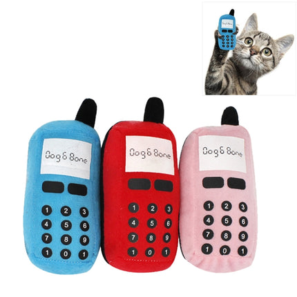 WJ010500 Pet Dog Cat Toys Phone Shaped Chew Play Squeaky Plush Practice Toys(Random Color Delivery)-garmade.com