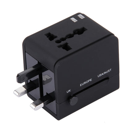 5V 2.1A Dual USB Power Socket Charger Adapter, UK / EU / US / AU Plug(Black)-garmade.com