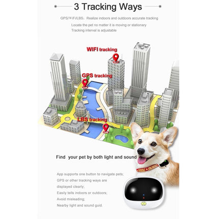 RF-V43 A Style IP67 Waterproof GPS + LBS + WiFi Pet Locator Pet Collar Tracking Device For Asia/Europe/Africa/Australia(Black)-garmade.com