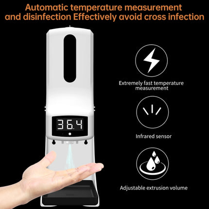 K9 Pro Handsfree Non-contact Body Light-sensitive Distance Sensor Thermometer + 1000ml Automatic Non-contact Liquid Soap Dispenser with Base Mount-garmade.com