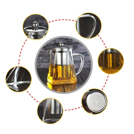 Stainless Steel Clear Heat Resistant Glass Filter Tea Pot, Capacity: 550ml-garmade.com