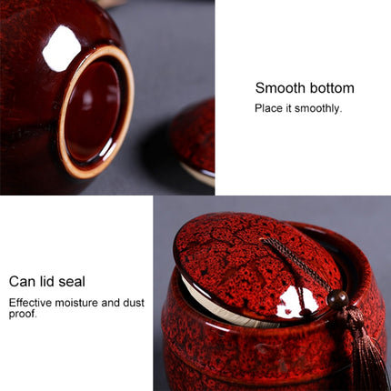 Kiln Transmutation Ceramic Mini Tea Pot Storage Moisture-proof Can Sealed Tea Tank (Red)-garmade.com