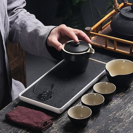 Rectangle Melamine Material Tea Tray with Round Holes, Size: 28 x 14 x 3cm-garmade.com