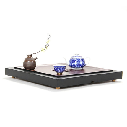 Square Bamboo Tea Tray with Round Holes, Size: 41 x 41 x 4.3cm-garmade.com