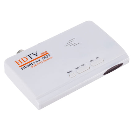 HDMI+AV OUT 1080P Digital Satellite Receiver HD TV DVB-T-T2 TV Box AV Tuner Combo Converter with Remote Control, Support MPEG4(White)-garmade.com