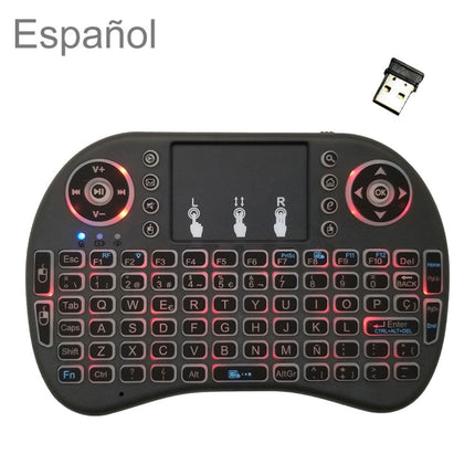 Support Language: Spanish i8 Air Mouse Wireless Backlight Keyboard with Touchpad for Android TV Box & Smart TV & PC Tablet & Xbox360 & PS3 & HTPC/IPTV-garmade.com