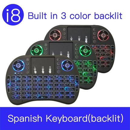 Support Language: Spanish i8 Air Mouse Wireless Backlight Keyboard with Touchpad for Android TV Box & Smart TV & PC Tablet & Xbox360 & PS3 & HTPC/IPTV-garmade.com