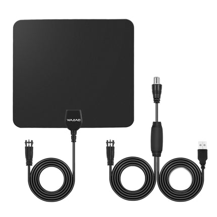 Ultra-thin Indoor HD Digital TV Antenna with 50 Miles Long Range Amplifier(Black)-garmade.com