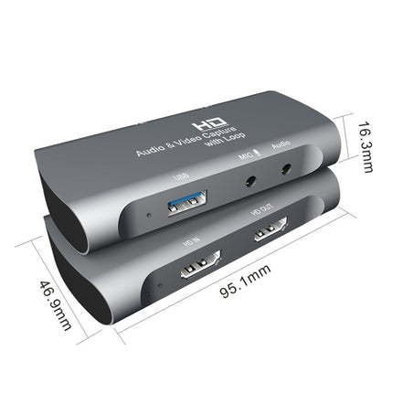 Z27 HDM Female + Mic to HDM Female USB 2.0 Video Audio Capture Box(Dark Gray)-garmade.com