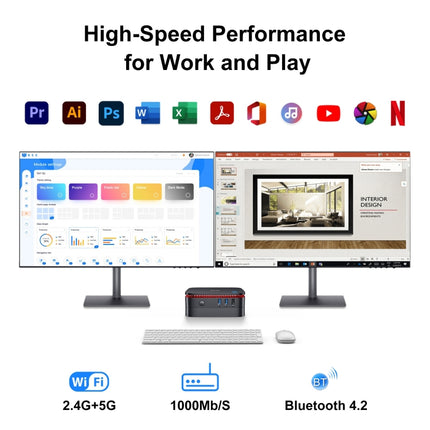 [HK Warehouse] Blackview MP60 Mini PC, 8GB+256GB, Windows 11 Pro Intel Jasper Lake N5095 up to 2.9GHz , EU Plug(Blue)-garmade.com
