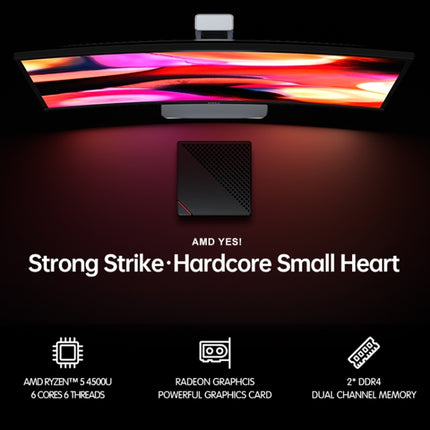 MN45 Barebone Mini PC, AMD Ryzen 5 4500U CPU, No RAM+Hard Disk, Support 3 Screens Output(Black)-garmade.com