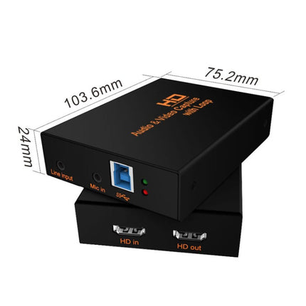 Z28 Professional HDMI Female + Mic + Line In to HDMI Female USB 3.0 Video Audio Capture Box(Black)-garmade.com