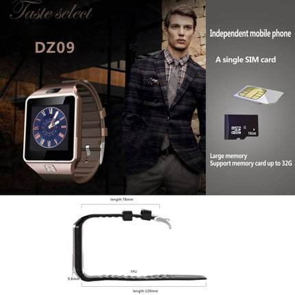 DZ09 1.56 inch Screen Bluetooth 3.0 Android 4.1 OS Above Smart Watch Phone with Bluetooth Call & Call Reminder & Sleep Monitor & Pedometer & Sedentary Reminder & Calendar & SMS & Audio and Video Player & Anti-loss Function(Black)-garmade.com
